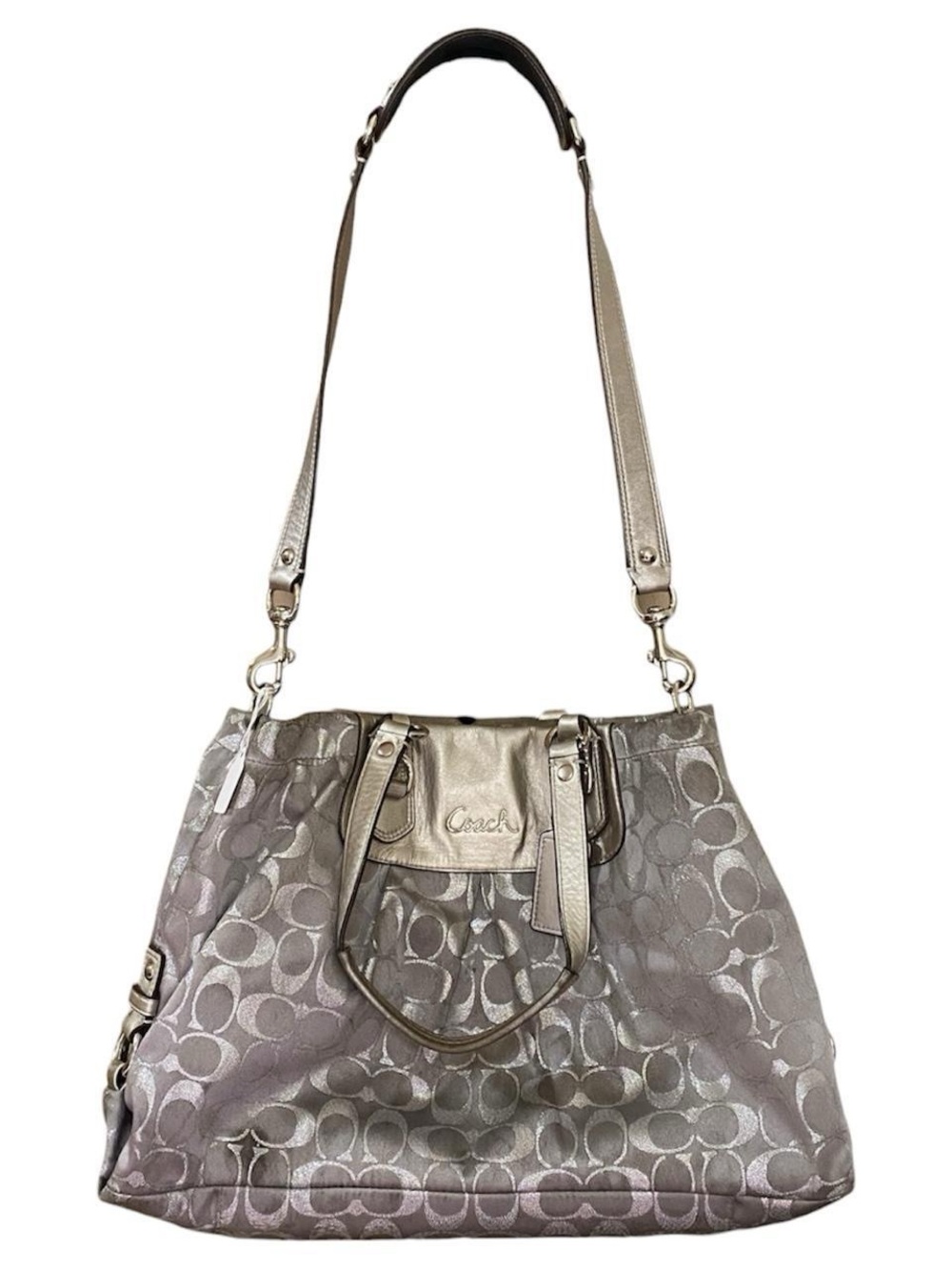 Coach silver Ashley signature C satchel